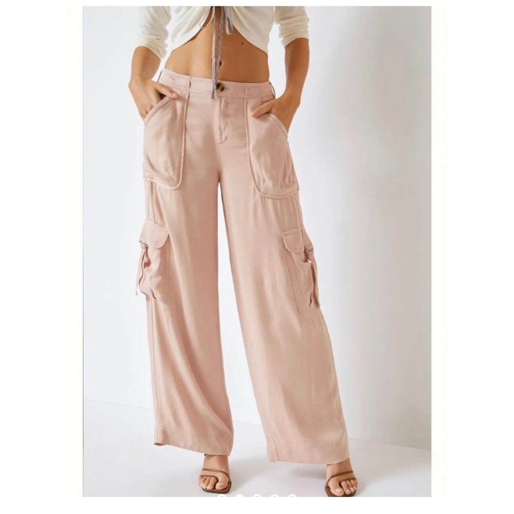 Anthropologie satin cargo pants
